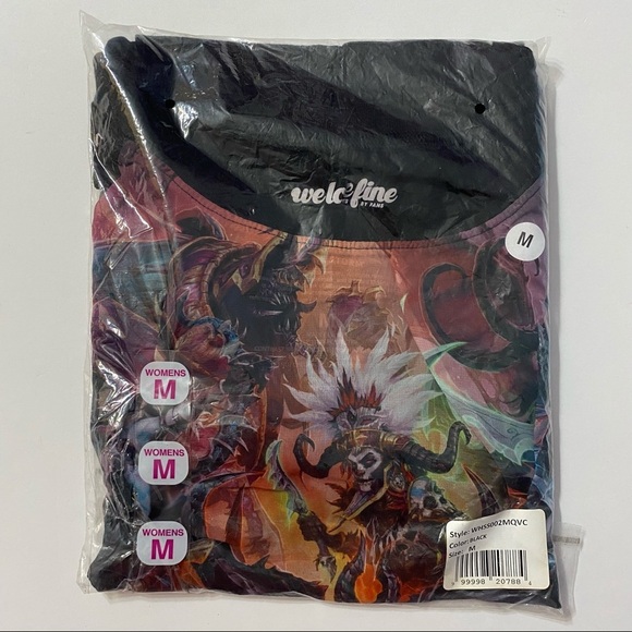 Heroes of the Storm Printed Chiffon Boatneck Raglan Black Knit Sweater Medium - Picture 10 of 13